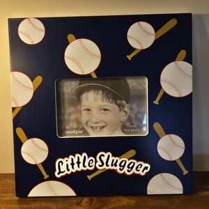 Mud Pie Little Slugger Baseball Frame - Navy and White
